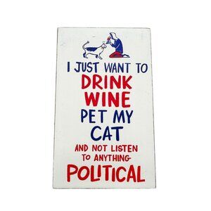 Patriotic Block Sign 5 x 3 x 1 Red White Blue Pet My Cat NWT